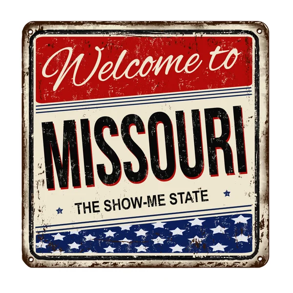 Bienvenue à Missouri vintage en métal rouillé signe — Image vectorielle