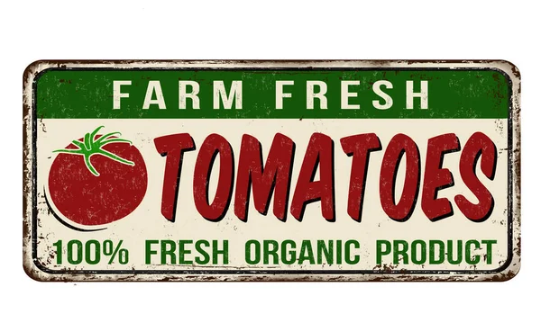 Tomatoes vintage rusty metal sign — Stock Vector