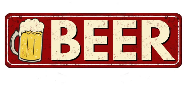 Piwo czerwone vintage zardzewiały metal znak — Wektor stockowy