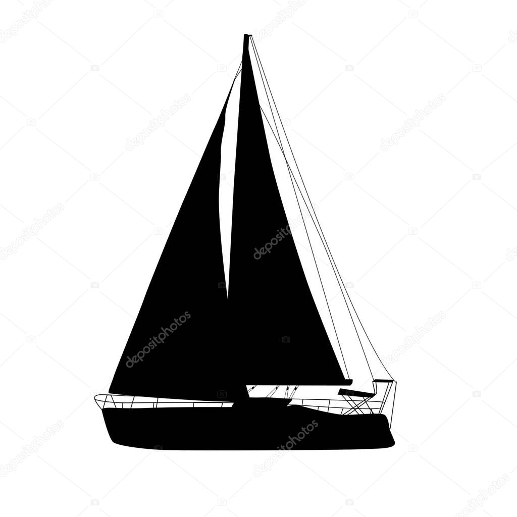 Yacht silhouette on white