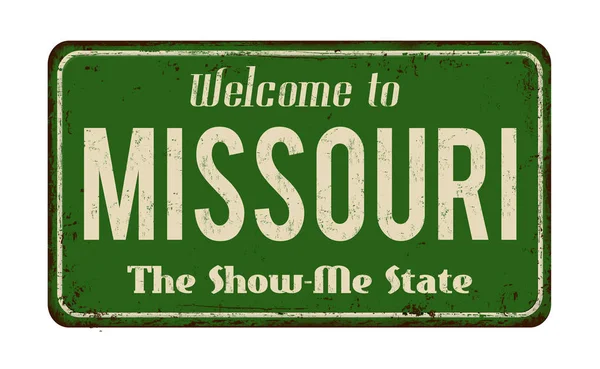 Welcome to Missouri vintage rusty metal sign — Stock Vector