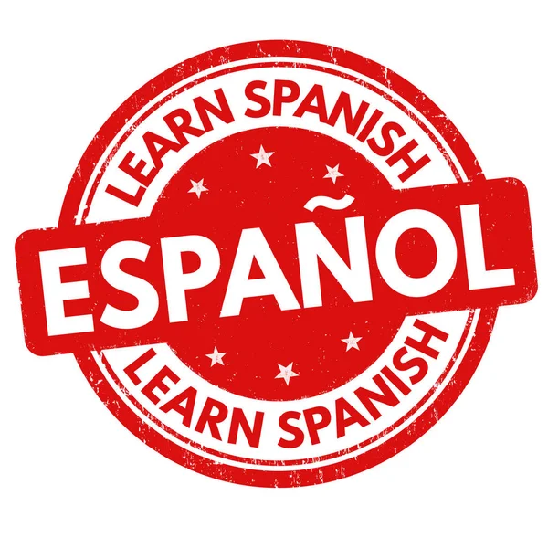 Aprender espanhol sinal ou carimbo — Vetor de Stock