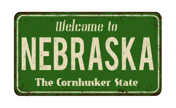 Welcome to Nebraska vintage rusty metal sign — Stock Vector