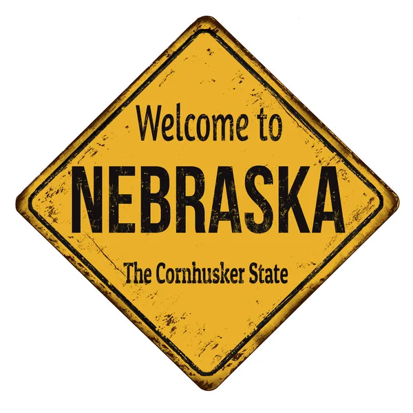 Bienvenue à Nebraska vintage en métal rouillé signe — Image vectorielle