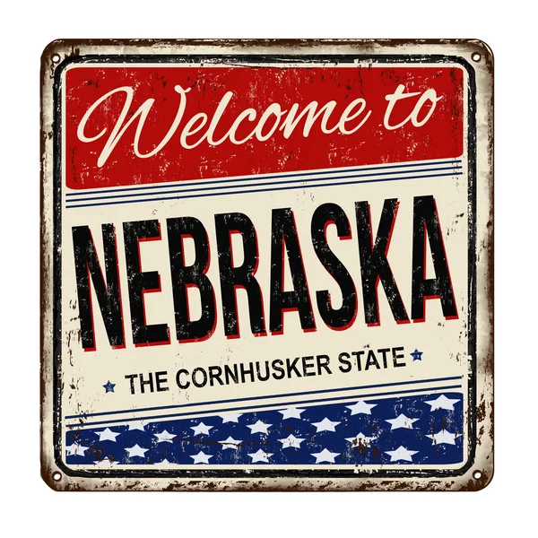 Welcome to Nebraska vintage rusty metal sign — Stock Vector