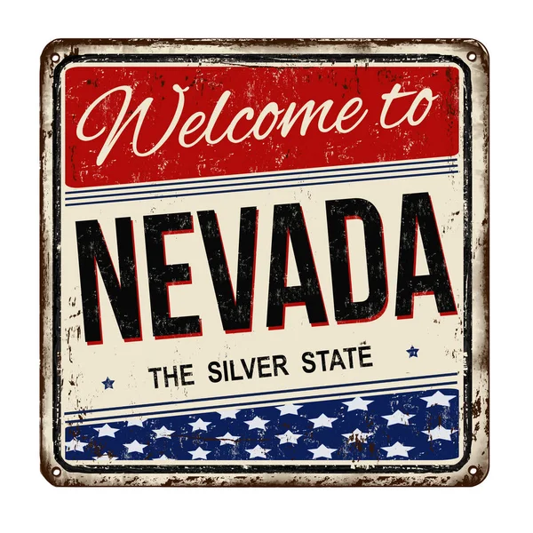 Bem-vindo ao sinal de metal enferrujado vintage Nevada — Vetor de Stock