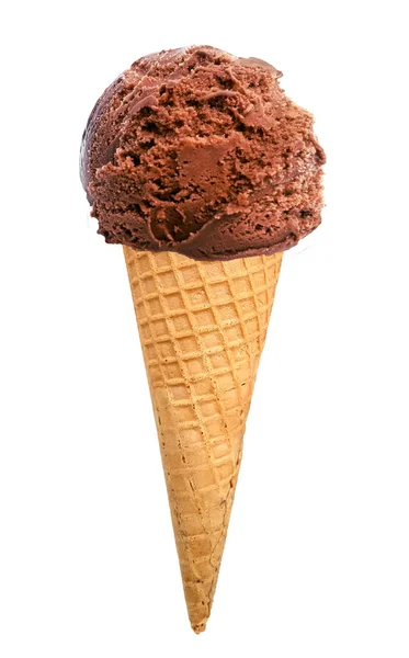 Gelato al cioccolato nel cono di cialde — Foto Stock