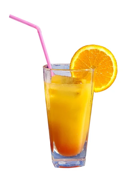 Glass of orange juice with fruit — Stock Photo, Image