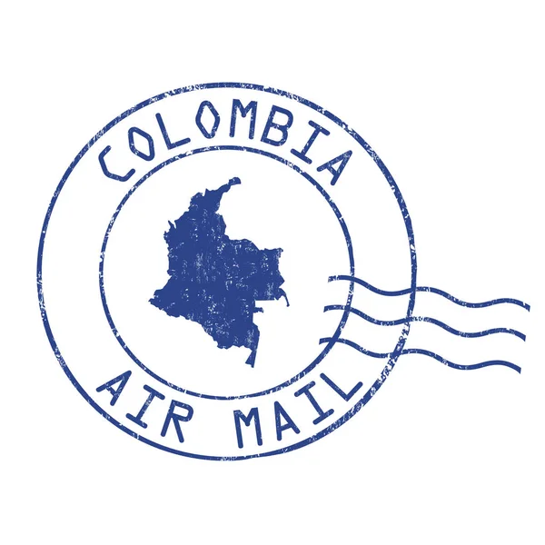 Colombia oficina de correos, sello de correo aéreo — Vector de stock