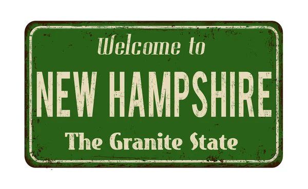 Welkom bij New Hampshire vintage roestige metalen teken — Stockvector