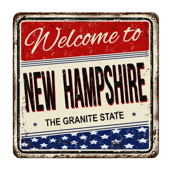 Bienvenido al cartel de metal oxidado vintage de New Hampshire — Archivo Imágenes Vectoriales