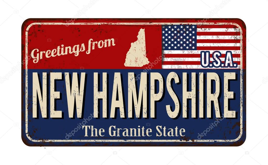 Greetings from New Hampshire vintage rusty metal sign