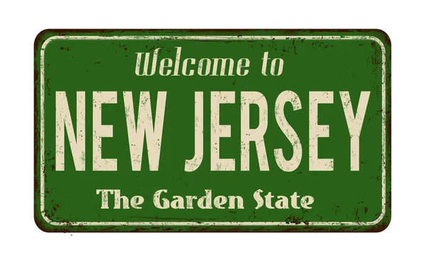 Bem-vindo ao sinal de metal enferrujado vintage de Nova Jersey — Vetor de Stock