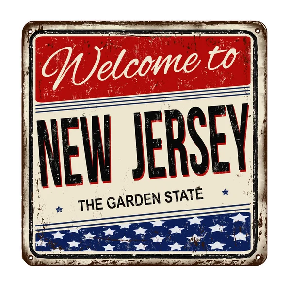 Welcome to New Jersey vintage rusty metal sign — Stock Vector