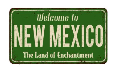 New Mexico vintage paslı metal işareti için hoş geldiniz