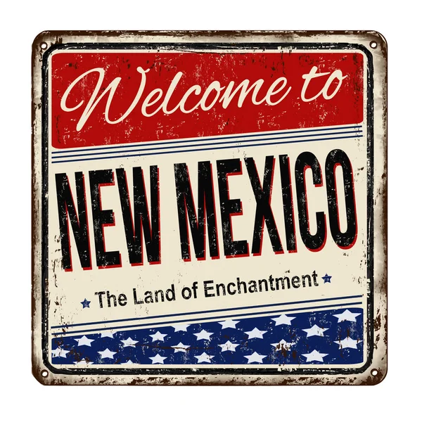 Välkommen till New Mexico vintage Rostig metall skylt — Stock vektor
