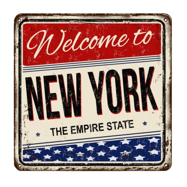 New York vintage paslı metal işareti için hoş geldiniz