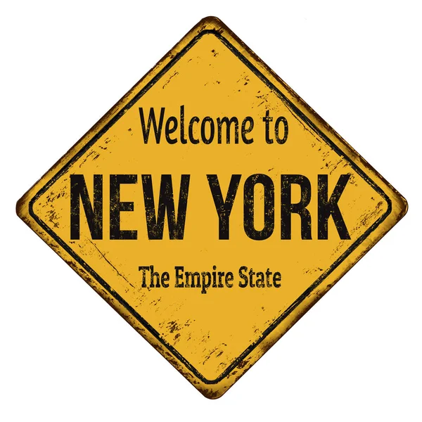 New York vintage paslı metal işareti için hoş geldiniz — Stok Vektör