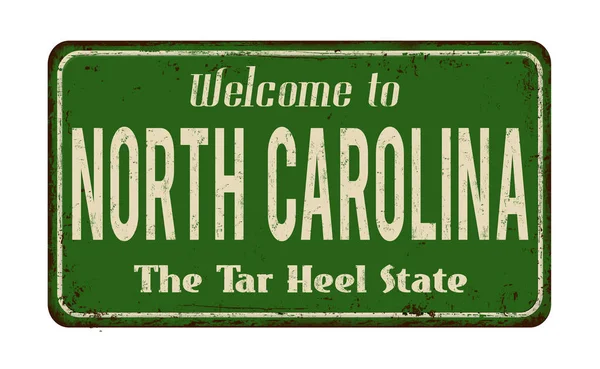 Welcome to North Carolina vintage rusty metal sign — Stock Vector