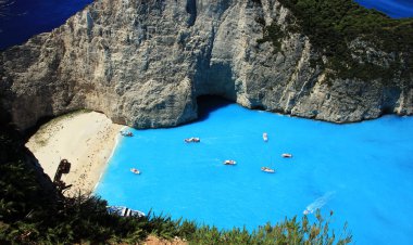 Ünlü Avrupa Plaj Navagio Zakynthos Adası