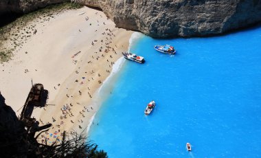 Ünlü Avrupa Plaj Navagio Zakynthos Adası