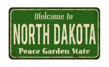 Kuzey Dakota vintage paslı metal işareti için hoş geldiniz