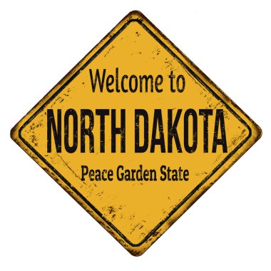 Kuzey Dakota vintage paslı metal işareti için hoş geldiniz