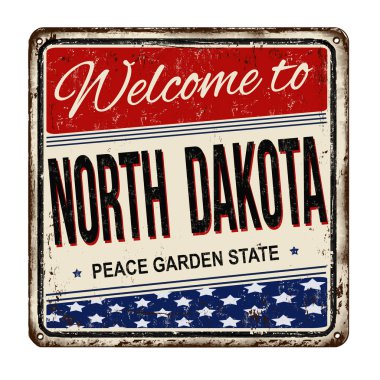 Kuzey Dakota vintage paslı metal işareti için hoş geldiniz