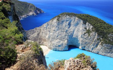 Navagio Beach Zakynthos adasında güzel manzara