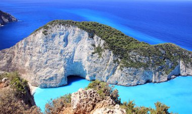 Navagio Beach Zakynthos adasında güzel manzara