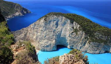Navagio Beach Zakynthos adasında güzel manzara