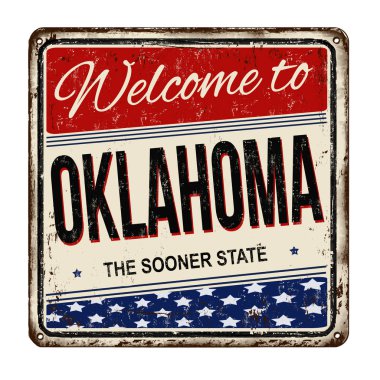 Oklahoma vintage paslı metal işareti için hoş geldiniz