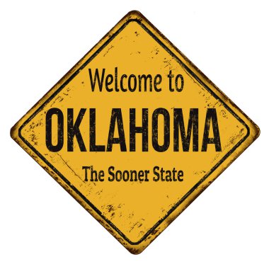 Oklahoma vintage paslı metal işareti için hoş geldiniz