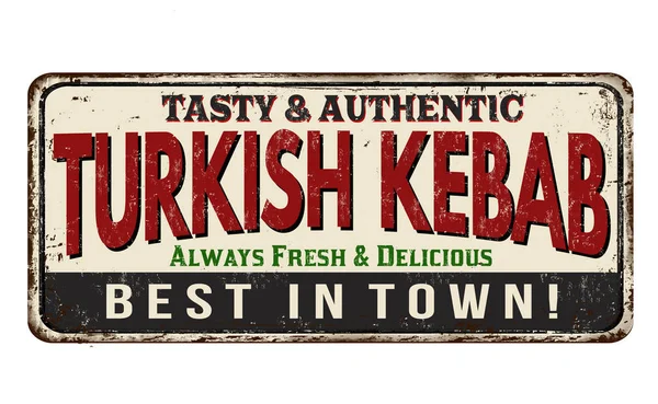土耳其烤肉老式锈迹斑斑的金属牌子 — 图库矢量图片