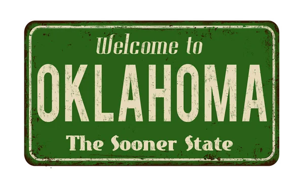 Bienvenue à Oklahoma vintage en métal rouillé signe — Image vectorielle