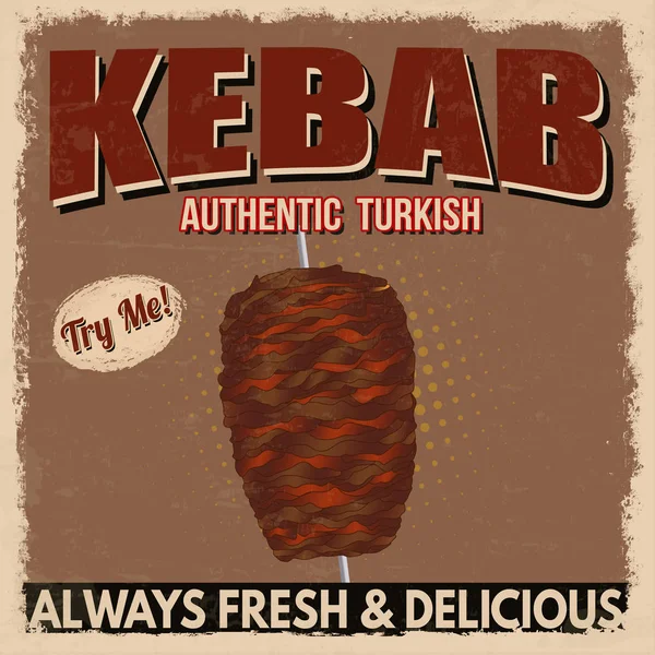 Kebab reclame poster in vintage stijl — Stockvector