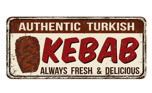 Kebab vintage roestige metalen teken — Stockvector