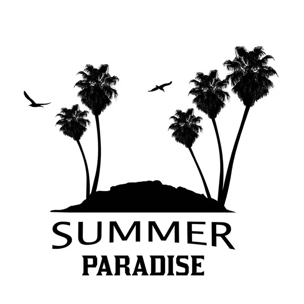 Paradis estival avec île tropicale et palmiers — Image vectorielle