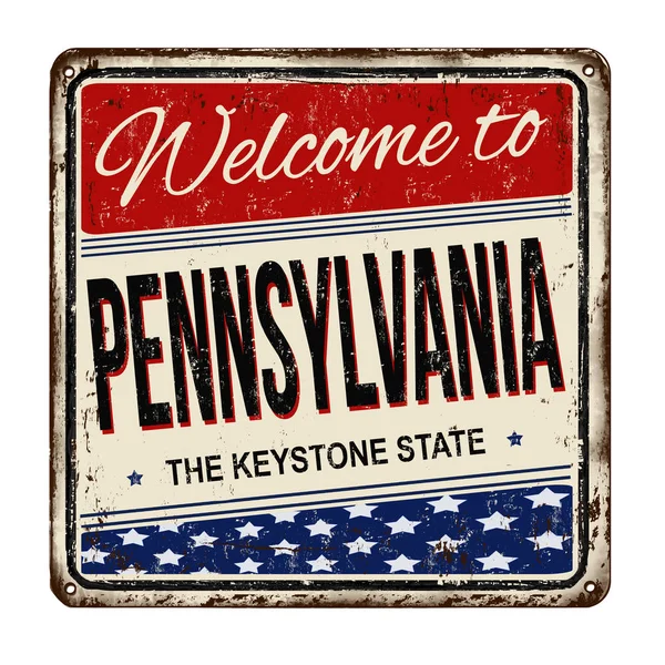 Vítejte v Pensylvánii vintage rezavá cedule — Stockový vektor