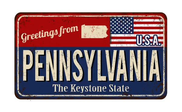 Hälsningar från Pennsylvania vintage Rostig metall logga — Stock vektor