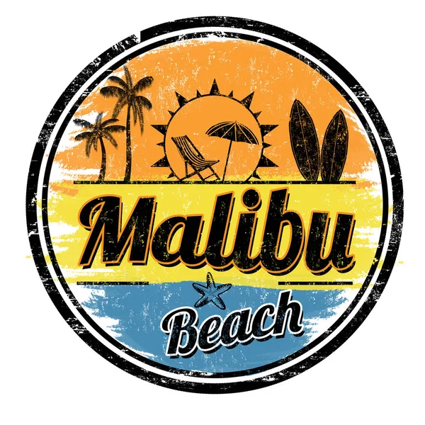 Panneau ou timbre Malibu Beach — Image vectorielle