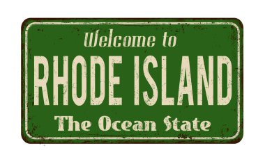Rhode Island vintage paslı metal işareti için hoş geldiniz