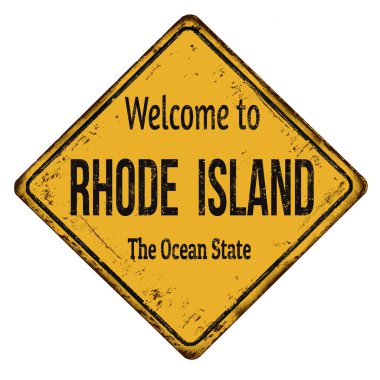 Rhode Island vintage paslı metal işareti için hoş geldiniz