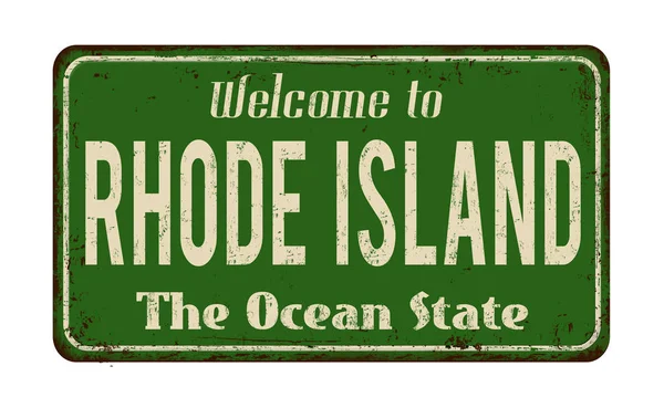 Welkom op Rhode Island vintage roestige metalen teken — Stockvector