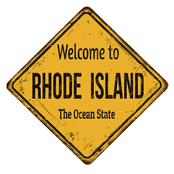 Bienvenue à Rhode Island vintage en métal rouillé signe — Image vectorielle