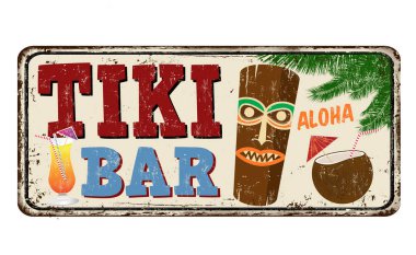 Tiki bar vintage paslı metal işareti