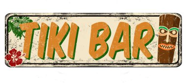 Tiki bar vintage paslı metal işareti