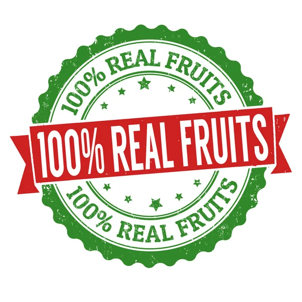 100% verdadeiro frutas sinal ou carimbo — Vetor de Stock
