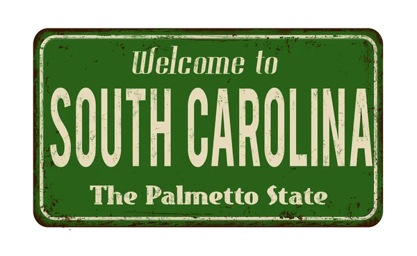 Välkommen till South Carolina vintage Rostig metall skylt — Stock vektor