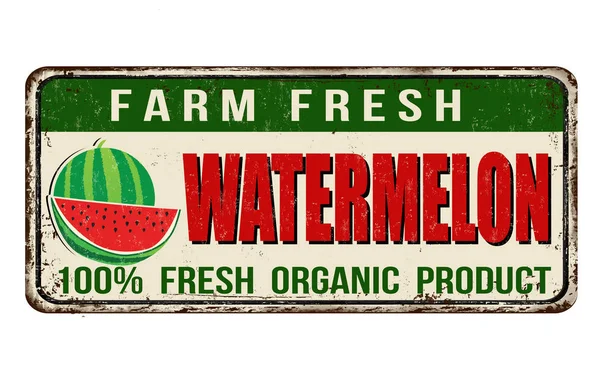 Watermelon vintage rusty metal sign — Stock Vector